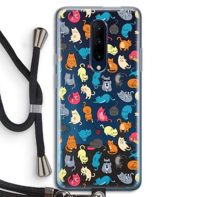 Kleurrijke katten: OnePlus 7 Pro Transparant Hoesje met koord