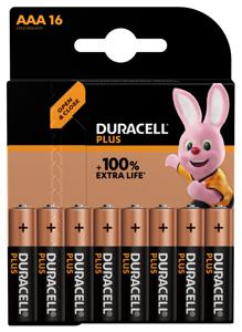 Duracell batterij Plus 100% AAA, blister van 16 stuks