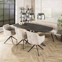 LifestyleFurn Deens Ovale Eettafel 'Doria' Metallic, 215 x 105cm
