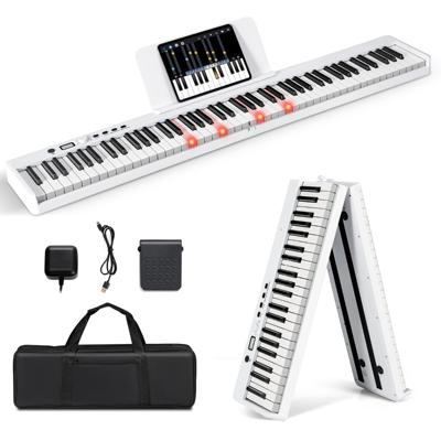 Toetsenbord Elektrische Piano Opvouwbaar Digitaal Toetsenbord Draagbaar (128 Ritmes/128 Tonen en 20 Demo's) (Wit)