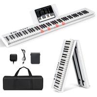 Toetsenbord Elektrische Piano Opvouwbaar Digitaal Toetsenbord Draagbaar (128 Ritmes/128 Tonen en 20 Demo's) (Wit)
