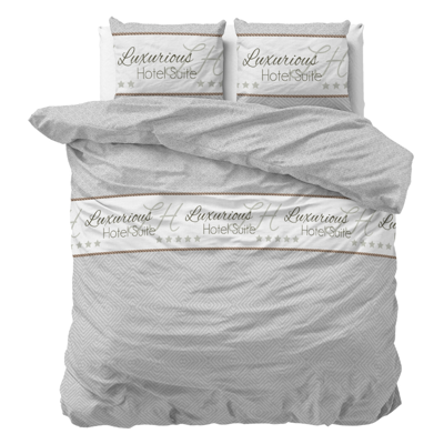 Dekbedovertrek Luxury Suite Wit Tekst 140x200 Cm Sleeptime - Dekbed-Discounter.nl