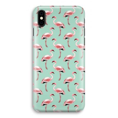 Flamingoprint groen: iPhone X Volledig Geprint Hoesje