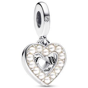 Pandora 792649C01 Hangbedel Pearle escent White Heart zilver-zirconia-parel wit