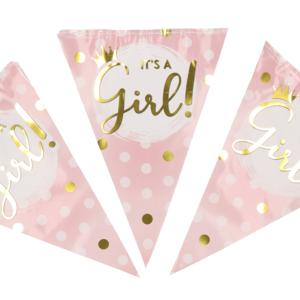 Geboorte vlaggenlijn baby meisje it's a girl - roze - 10 meter - Babyshower - Versiering