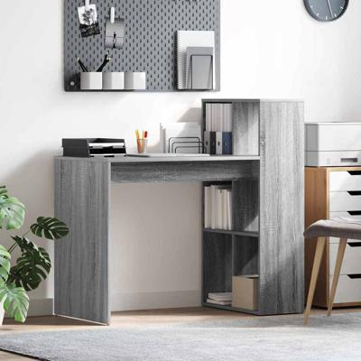 Bureau met plank Grijs Sonoma 108 x 55 x 103.5 cm Bewerkt hout
