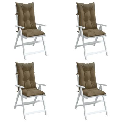 VidaXL Stoelkussens 4 st hoge rug 120x50x7 cm stof gemêleerd taupe