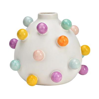 Wurm Bloemenvaas - wit met stippen - keramiek - 17 x 17 x 15 cm - vaas