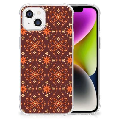 iPhone 14 Doorzichtige Silicone Hoesje Batik Brown iPhone 14 Doorzichtige Silicone Hoesje Batik Brown