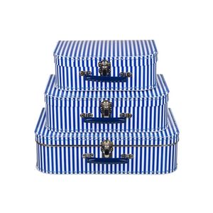 Kinderkoffertje blauw met witte strepen 25 cm   -