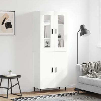 Hoge kast 69,5x34x180 cm bewerkt hout wit