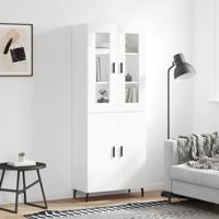 Hoge kast 69,5x34x180 cm bewerkt hout wit
