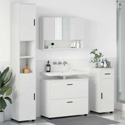 Badkamermeubelset 4 pcs Wit 30 x 35 x 192 cm Bewerkt hout