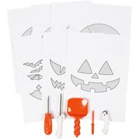 Pompoen gereedschap set - 2x - 5-delig - inclusief sjablonen - Halloween pompoenen uithollen