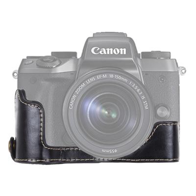 1/4 inch draad PU leder Camera Half Case Base voor Canon EOS M5(Black)