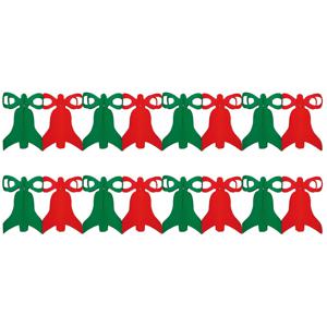 Kerst slinger - 2x stuks - kerstklokken - 3 meter - papier - brandvertragend - kerstversiering