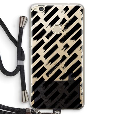 Zwarte vegen: Huawei Ascend P8 Lite (2017) Transparant Hoesje met koord