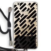 Zwarte vegen: Huawei Ascend P8 Lite (2017) Transparant Hoesje met koord