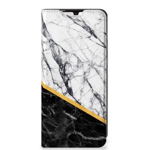 Samsung Galaxy A33 5G Standcase Marmer Wit Zwart - Origineel Cadeau Man