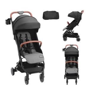 VEVOR kinderwagen, met 95°-175° verstelbare rugleuning en 0/90° verstelbare voetsteun en vouwfunctie met één klik, pasgeboren babybuggy met bekerhouder en draagtas, zwart