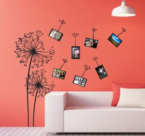 Muurstickers bloemen blaasbloemen en fotolijstjes