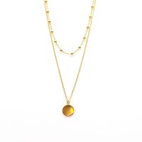 Karma Dubbele Ketting Dots Disc Goud - thumbnail