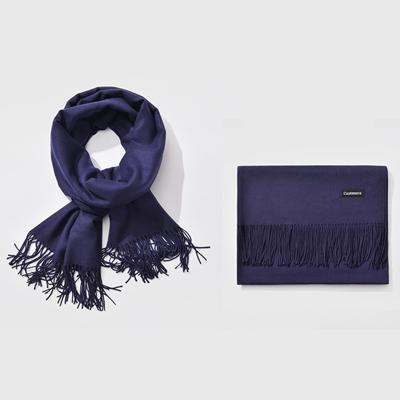 Herfst- en winterseizoen klassieke effen kleur imitatie kasjmier sjaal grootte: 60 * 200cm(Navy)