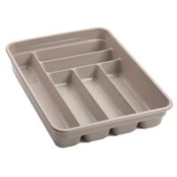 Plasticforte Bestekbak - 6-vaks - taupe - 40 x 30 x 7 cm - bestekhouder