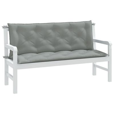 VidaXL Tuinbankkussens 2 st 150x50x7 cm stof gemêleerd lichtgrijs