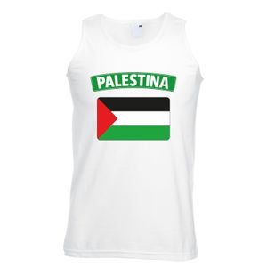 Singlet shirt/ tanktop Palestijnse vlag wit heren