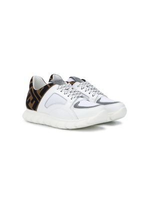 Fendi Kids baskets à détail FF - Blanc