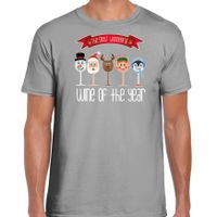 Fout kersttrui t-shirt voor heren - Kerst wijn glazen - grijs - drank/wine - thumbnail