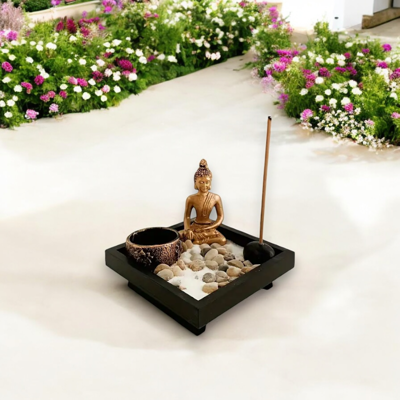 Miniatuur Tuin met Boeddha en Wierookhouder - Wierook - Spiritueelboek.nl