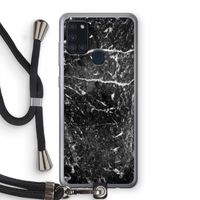 Zwart marmer: Samsung Galaxy A21s Transparant Hoesje met koord