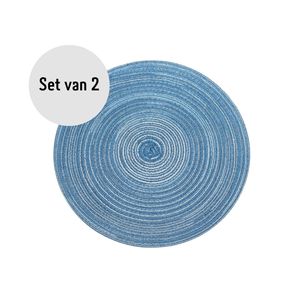 Krumble Placemat rond - Blauw/grijs - Set van 2