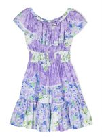 MSGM Kids robe volantée à fleurs - Violet - thumbnail