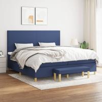 Boxspring met matras stof blauw 200x200 cm