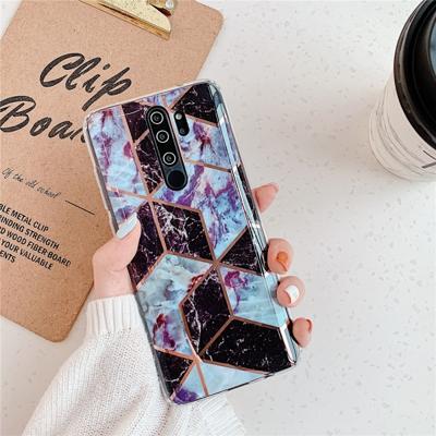 Voor Xiaomi Note 8 Pro plating kleurrijke geometrische patroon mozaïek marmer TPU mobiele telefoon geval (zwart PJ6)