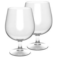 Santex Bierglas - 12x - sier bierglas op voet - transparant - 520 ml - onbreekbaar kunststof