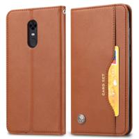 Knead huidtextuur horizontaal Flip lederen case voor OnePlus 6T met foto frame & houder & kaartsleuven & portemonnee (bruin)