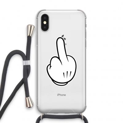 Middle finger black: iPhone XS Transparant Hoesje met koord