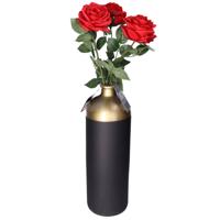 Kunstbloem Roos Dijon - 3x - 64 cm - rood - zijde - kunstbloemen