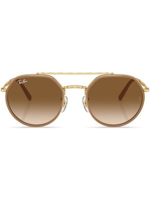 Ray-Ban lunettes de soleil rondes à logo imprimé - Or