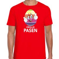 Vrolijk Pasen t-shirt - Paasei met duimen schuin omhoog - rood - heren - thema voorjaar - Pasen