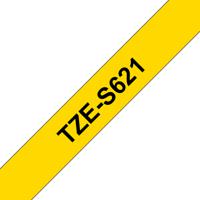 Brother TZe-S621 Labeltape extra sterk klevend PET Tapekleur: Geel Tekstkleur: Zwart 9 mm 8 m