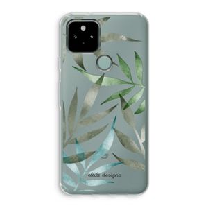 Tropical watercolor leaves: Google Pixel 5 Transparant Hoesje