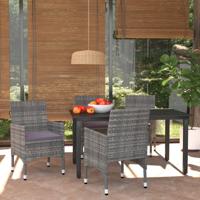 5-delige Tuinset met kussens poly rattan grijs