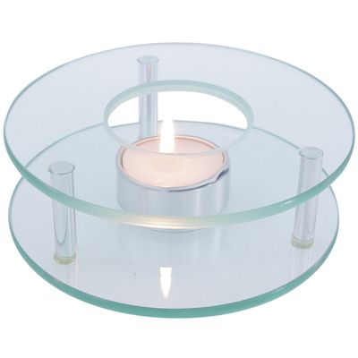 Theepot rechaud/warmhoudplaat - glas - theelichtje - D12 x H4 cm