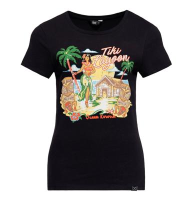 Queen Kerosin Tiki Lagoon T Shirt Black-L