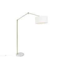 QAZQA Moderne vloerlamp goud met kap wit 50 cm verstelbaar - Editor